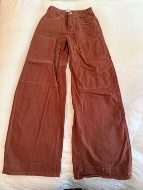 Pilcro Wide-Leg Flare Jeans in Rust Brown